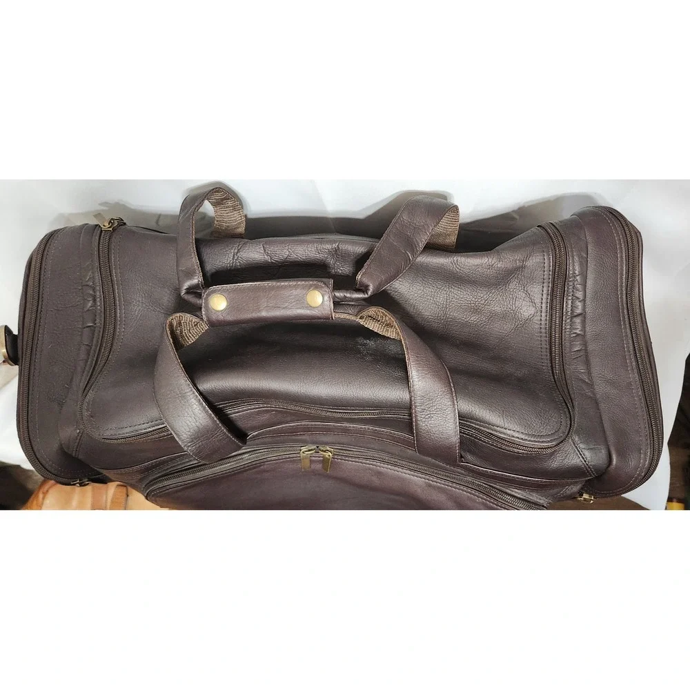 Links Kings Brown Leather Duffel Bag Travel Weekend Carry On Brass Hardware
